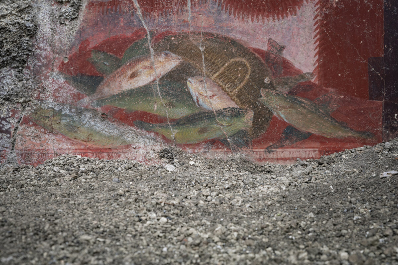 В Помпеях раскопали зал с колоннами и фресками